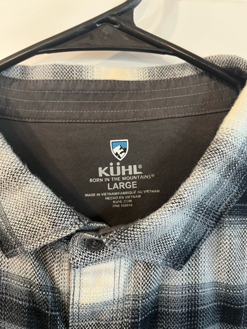 Kuhl Men's Black Gray & White Plaid Button-Down Shirt - Picture 3 of 6